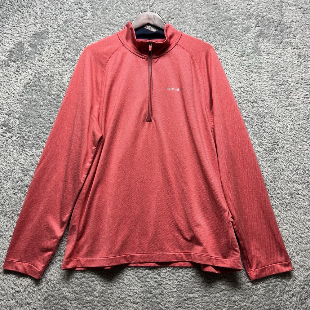 Vineyard Vines Performance 1/4 Zip Pullover Mens XL Red Heathered Preppy Active